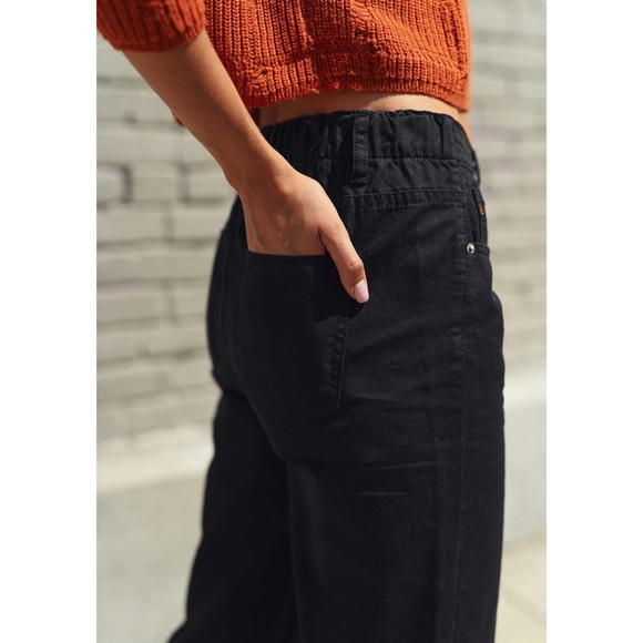 RISEN JEANS RAW HEM ANKLE WIDE LEG BLACK JEANS - Picture 6 of 7